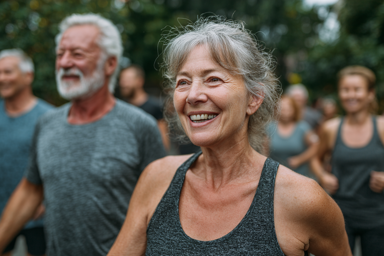 Participanți la sesiune de mișcare creativă într-un studio natural